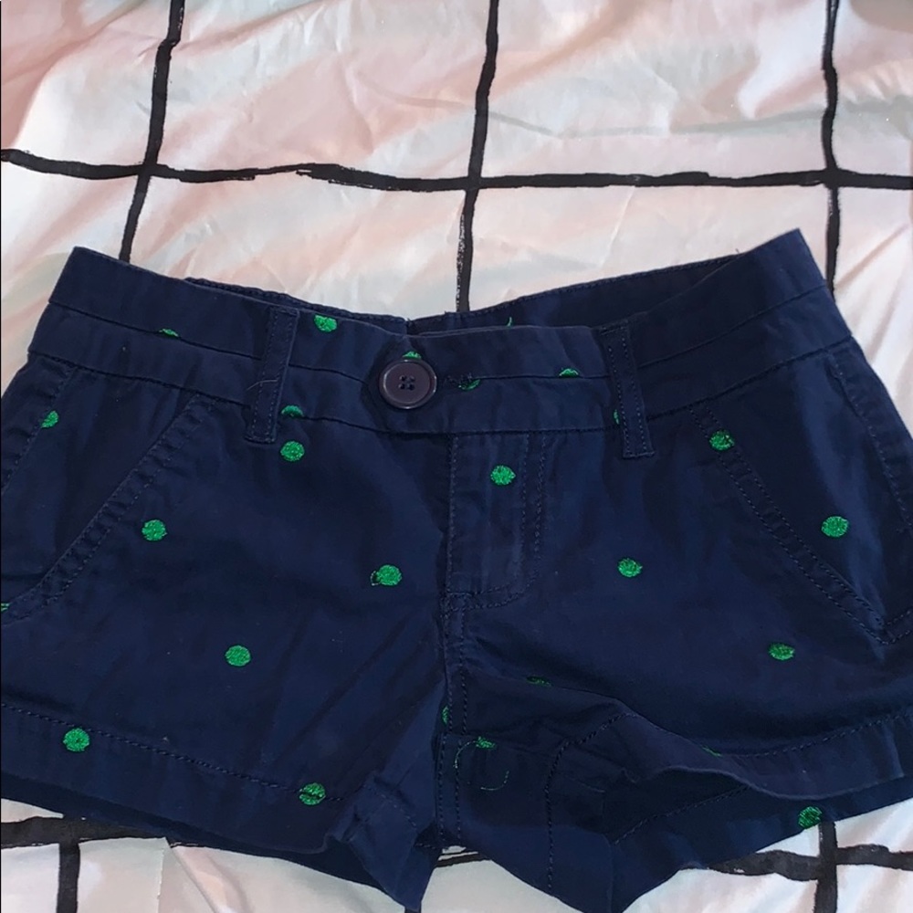 blue and green shorts